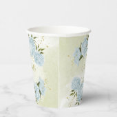 ロマンチックな青い花と緑の葉 紙コップ (右)