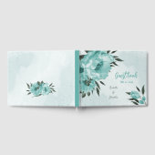 ロマンチックな青い花と葉緑の結婚の花 ゲストブック (全面)