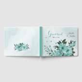 ロマンチックな青い花と葉緑の結婚の花 ゲストブック (全面)