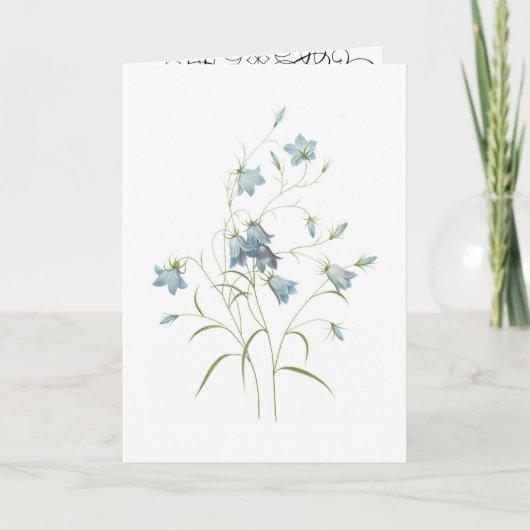 ロマンチックな青い花の水彩 カード (正面)