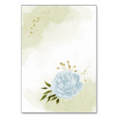 ロマンチックな青い花の緑の座席表 テーブルナンバー (裏面)