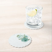 ロマンチックな青い花の緑の紙コースター ペーパーコースター (インサイチュ)