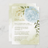 ロマンチックな青い花の緑の詳細 エンクロージャーカード (正面/裏面)