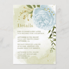 ロマンチックな青い花の緑の詳細 エンクロージャーカード