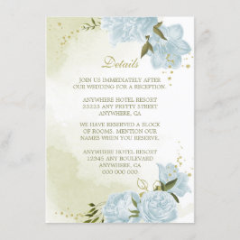 ロマンチックな青い花の緑の詳細 エンクロージャーカード