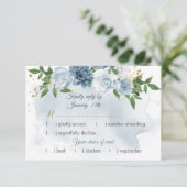 ロマンチックな青い花の緑の食事の選択 出欠カード (スタンド正面)