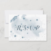 ロマンチックな青い花の緑の食事の選択 出欠カード (裏面)