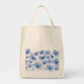 ロマンチックな青い花水彩花柄 トートバッグ (正面)