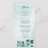 ロマンチックな青い花結婚の緑 メニュー (正面/裏面)