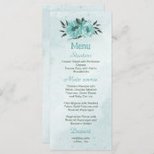 ロマンチックな青い花結婚の緑 メニュー (正面/裏面)