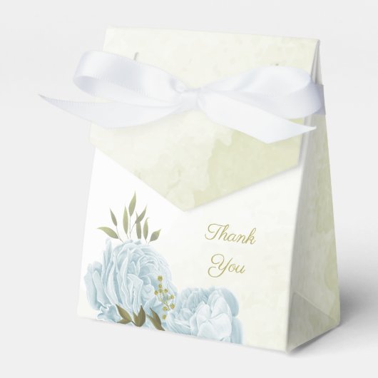 ロマンチックな青い花結婚緑 フェイバーボックス (正面サイド)