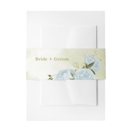 ロマンチックな青い花結婚緑 招待状ベリーバンド