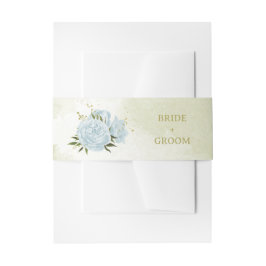 ロマンチックな青い花結婚緑 招待状ベリーバンド