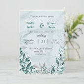 ロマンチックな青い葉の花の結婚式の招待状 招待状 (スタンド正面)