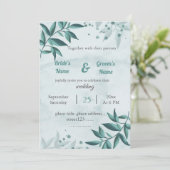 ロマンチックな青い葉の花の結婚式の招待状 招待状 (スタンド正面)