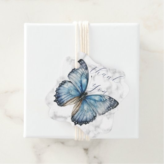 ロマンチックな青い蝶感謝してい蝶あなたのメッセージカード フェイバータグ (インサイチュ)