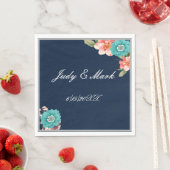 ロマンチックな青とピンクのフローラの結婚植物学 スタンダードランチョンナプキン (インサイチュ)