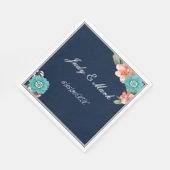 ロマンチックな青とピンクのフローラの結婚植物学 スタンダードランチョンナプキン (角)