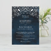 ロマンチックな青と白のシークレットガーデン 招待状 (スタンド正面)