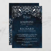 ロマンチックな青と白のシークレットガーデン 招待状 (正面/裏面)