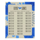 ロマンチックな青結婚フローラの座席表 ポスター (正面)