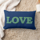 ロマンチックな青緑のタマキビ花愛デザイン ランバークッション (ブランケット)