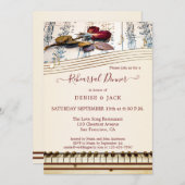 ロマンチックな音楽をテーマにしたリハーサルディナー招待状 招待状 (正面/裏面)