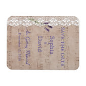 ロマンチックな音楽シートラベンダー日付を保存 マグネット (横)