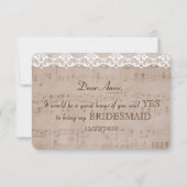 ロマンチックな音楽シート&レースマイブリーズメイド 招待状 (裏面)