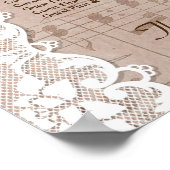 ロマンチックな音楽シート&レース結婚のシーティングチャート ポスター (角)