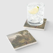 ロマンチックな風景と修道院の複合体 ストーンコースター (横)