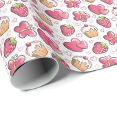 ロマンチックな食べ物パターン ラッピングペーパー (ロールコーナー)