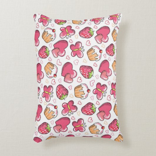 ロマンチックな食糧パターン アクセントクッション (正面(垂直))
