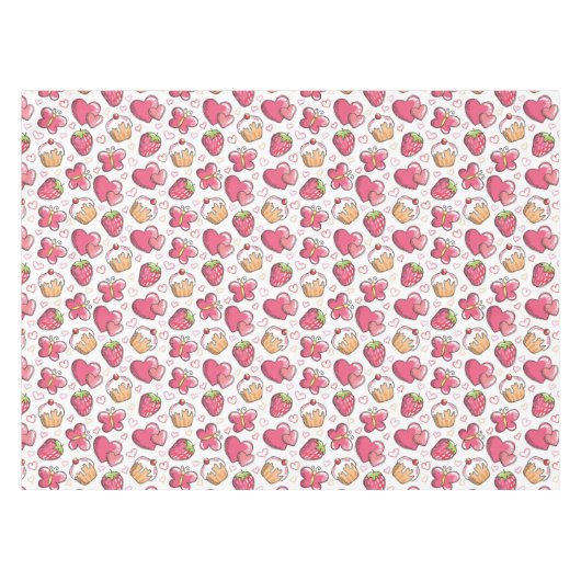 ロマンチックな食糧パターン テーブルクロス (正面(横))