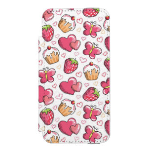 ロマンチックな食糧パターン iPhone SE/5/5sウォレットケース