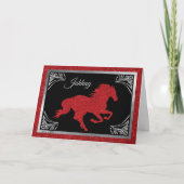 ロマンチックな馬とハートのバレンタイン シーズンカード (正面)