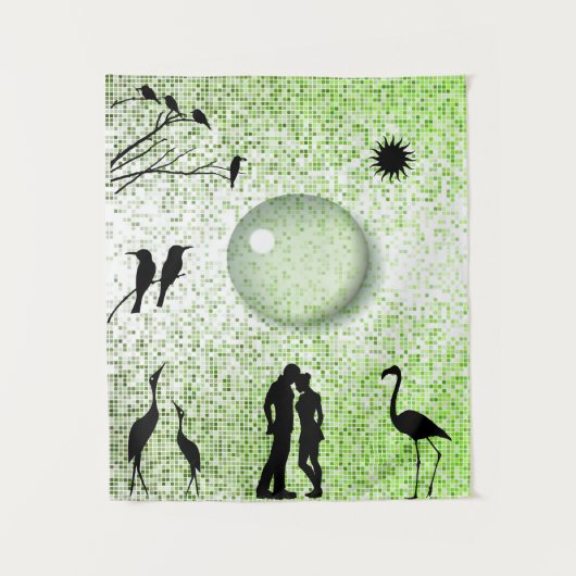 ロマンチックな魅惑的な景色のラブストーリー タペストリー (正面)