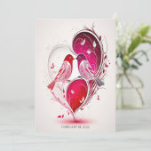 ロマンチックな鳥たち & スクリプト ウェディング 招待状 (スタンド正面)