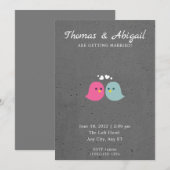 ロマンチックな鳥の結婚式招待状 招待状 (正面/裏面)