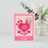 ロマンチックな鳥オンブランチバレンタインデーとハート シーズンポストカード (スタンド正面)