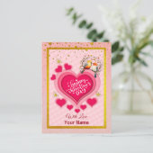 ロマンチックな鳥オンブランチバレンタインデーとハート シーズンポストカード (スタンド正面)