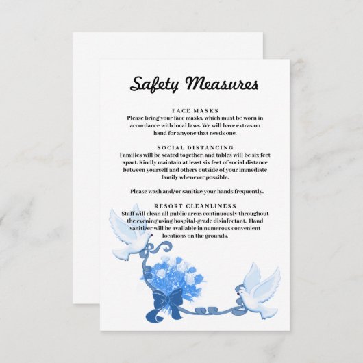 ロマンチックな鳩と青い花の安全対策 エンクロージャーカード (正面/裏面)