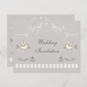ロマンチックな鳩の結婚 招待状 (正面/裏面)