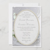 ロマンチックな鳩、輝き及びバラの結婚 招待状 (裏面)