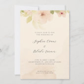 ロマンチックな黄色と緑のフローラ黄結婚色 招待状 (正面)