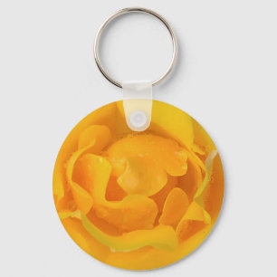ロマンチックな黄色のバラの水滴 キーホルダー