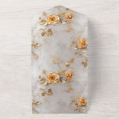 ロマンチックな黄色のバラ オールインワン招待状 (外側)