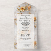 ロマンチックな黄色のバラ オールインワン招待状 (内側)