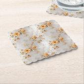 ロマンチックな黄色のバラ ペーパーコースター (アングル)