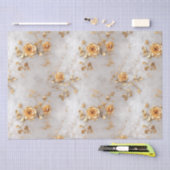 ロマンチックな黄色のバラ 薄葉紙 (クラフト)